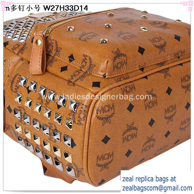 High Quality Replica Hot Sale MCM Small Stark Front Studs Backpack MC4237S Wheat - Click Image to Close